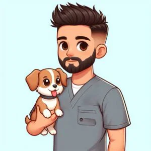 Professional pet grooming team members providing mobile grooming services to happy dogs